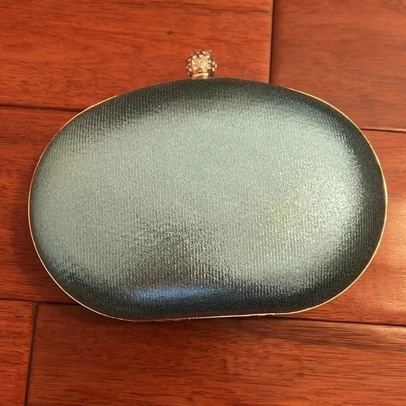 Ramla Aquamarine blue Jeweled bag with removable handles - Picture 3 of 7